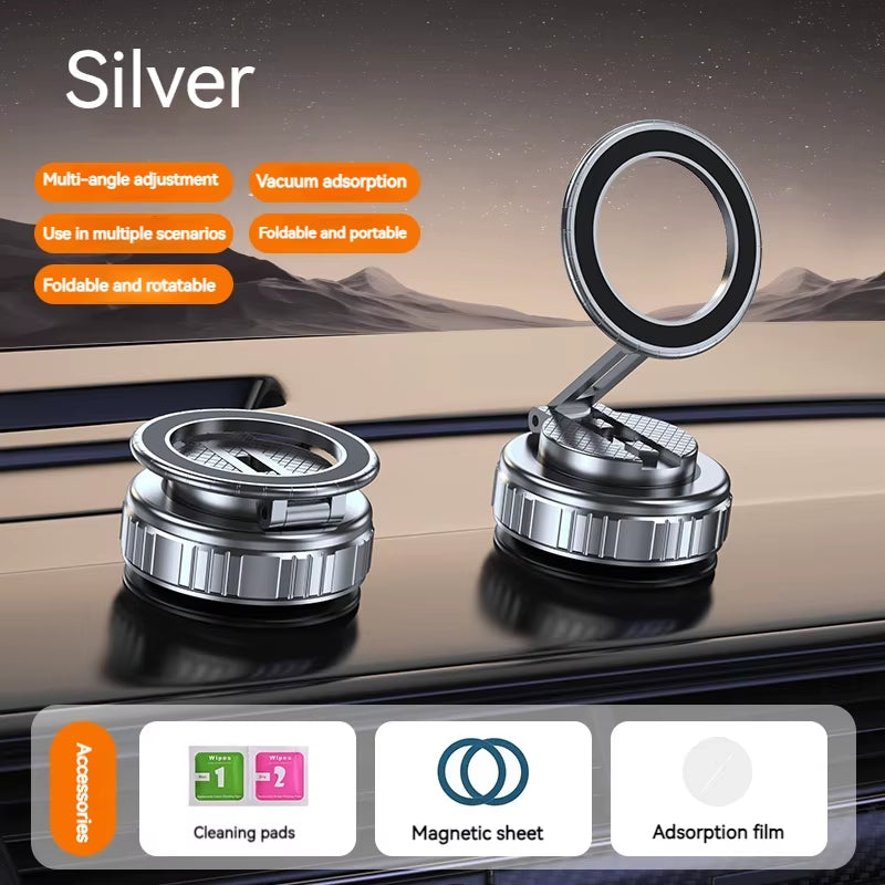 Metal  Vacuum Magnetic Car Phone Holder Mount Adjustable Suction Foldable Phone Stand for Mirro Gym Bath Shower Home