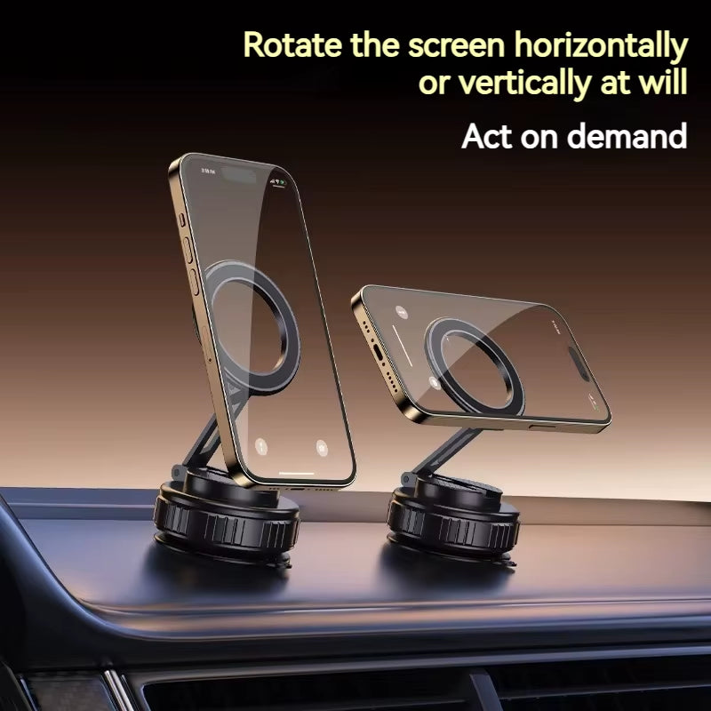 Metal  Vacuum Magnetic Car Phone Holder Mount Adjustable Suction Foldable Phone Stand for Mirro Gym Bath Shower Home