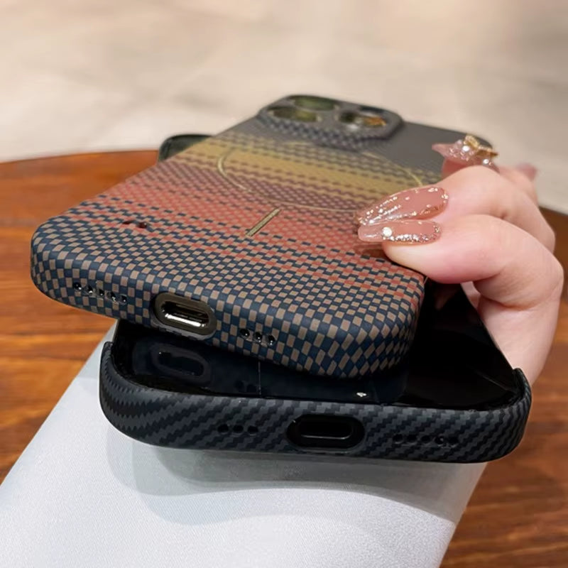 Luxury Frameless Carbon Fiber Texture Magnetic Case for Iphone 16 15 14 plus 13 12 Pro Max 11 for Magsafe Ultra-Thin PC Cover