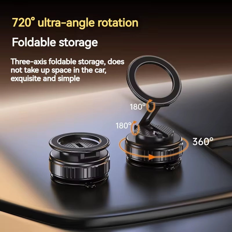Metal  Vacuum Magnetic Car Phone Holder Mount Adjustable Suction Foldable Phone Stand for Mirro Gym Bath Shower Home