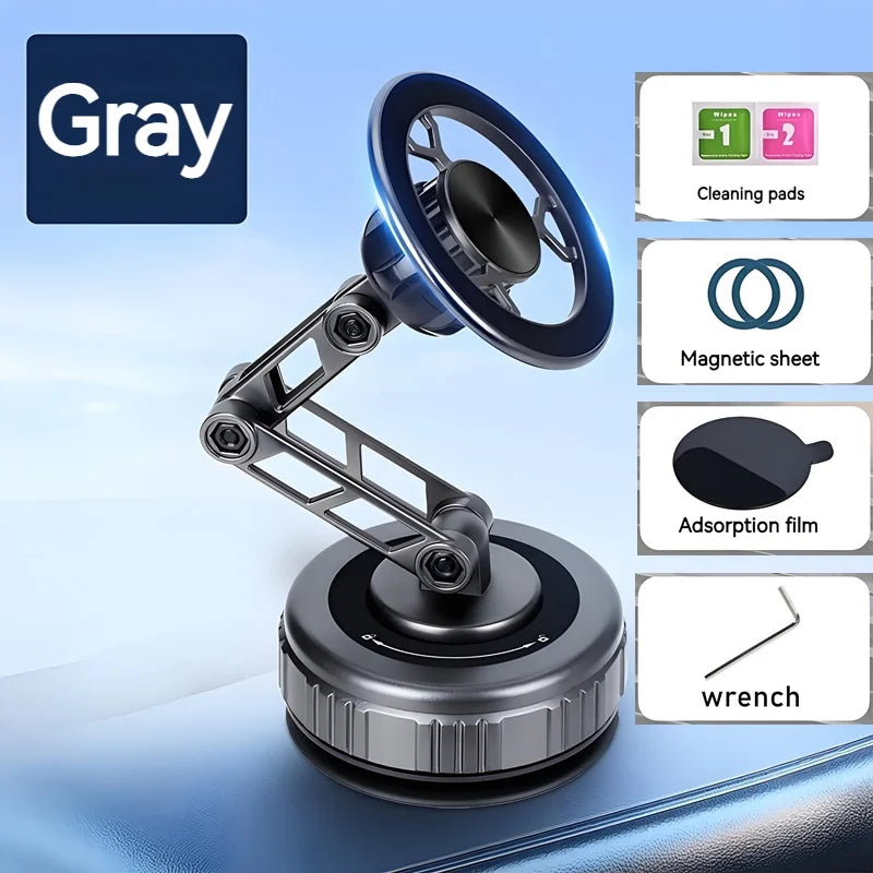 Metal  Vacuum Magnetic Car Phone Holder Mount Adjustable Suction Foldable Phone Stand for Mirro Gym Bath Shower Home