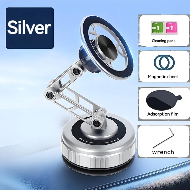 Metal  Vacuum Magnetic Car Phone Holder Mount Adjustable Suction Foldable Phone Stand for Mirro Gym Bath Shower Home