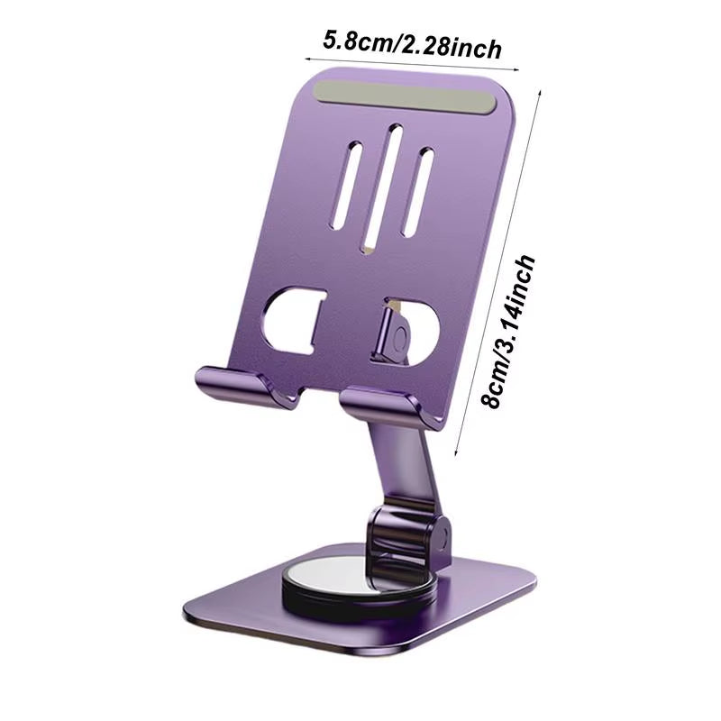 Rotating Phone Stand Metal Foldable Tablet Holder Portable Phone Stand Space-Saving Cell Phone Support for E-Book Readers Camera