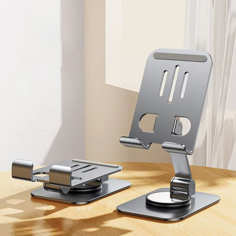Rotating Phone Stand Metal Foldable Tablet Holder Portable Phone Stand Space-Saving Cell Phone Support for E-Book Readers Camera