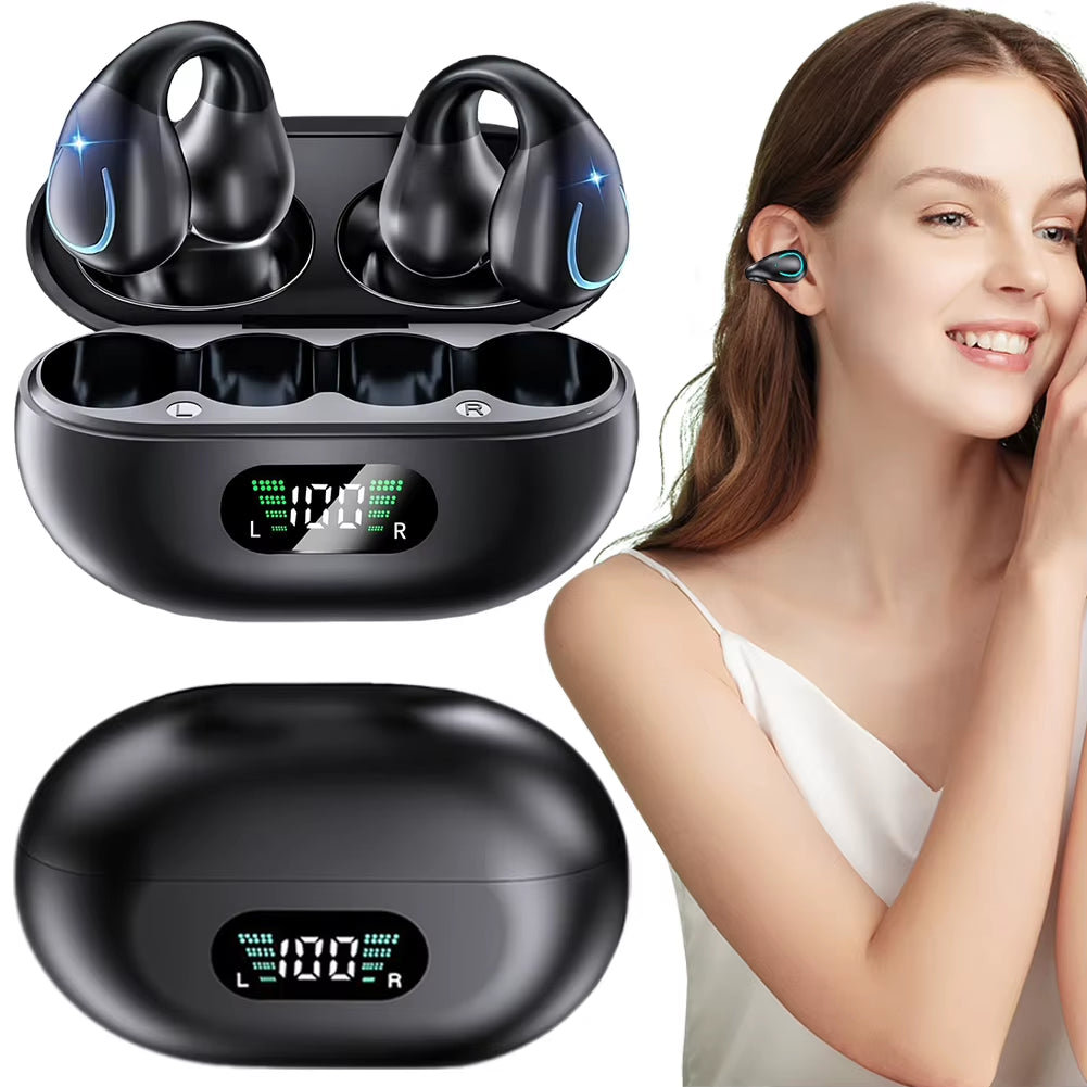 Bluetooth-Compatible Wireless Open-Ear Earbuds LED Digital Display Charging Case AI Translator Earbuds 144 Languages for Travel