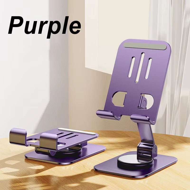 Rotating Phone Stand Metal Foldable Tablet Holder Portable Phone Stand Space-Saving Cell Phone Support for E-Book Readers Camera