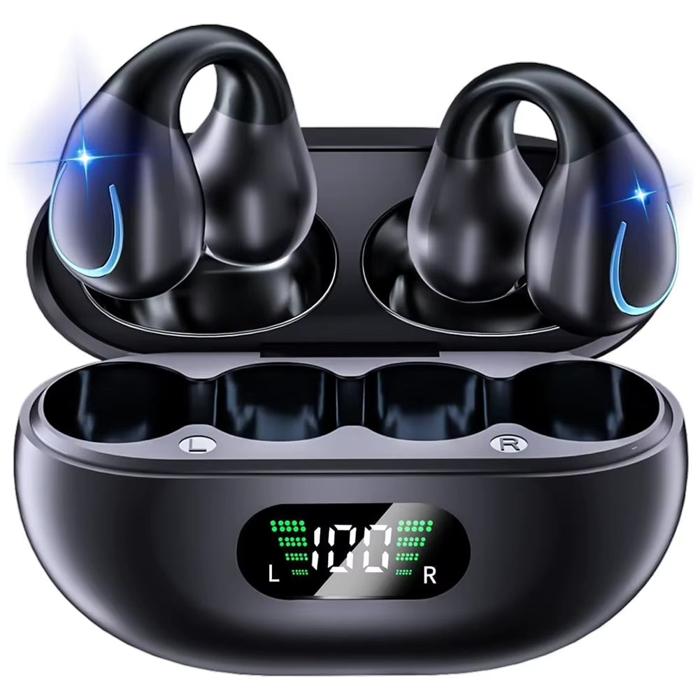 Bluetooth-Compatible Wireless Open-Ear Earbuds LED Digital Display Charging Case AI Translator Earbuds 144 Languages for Travel
