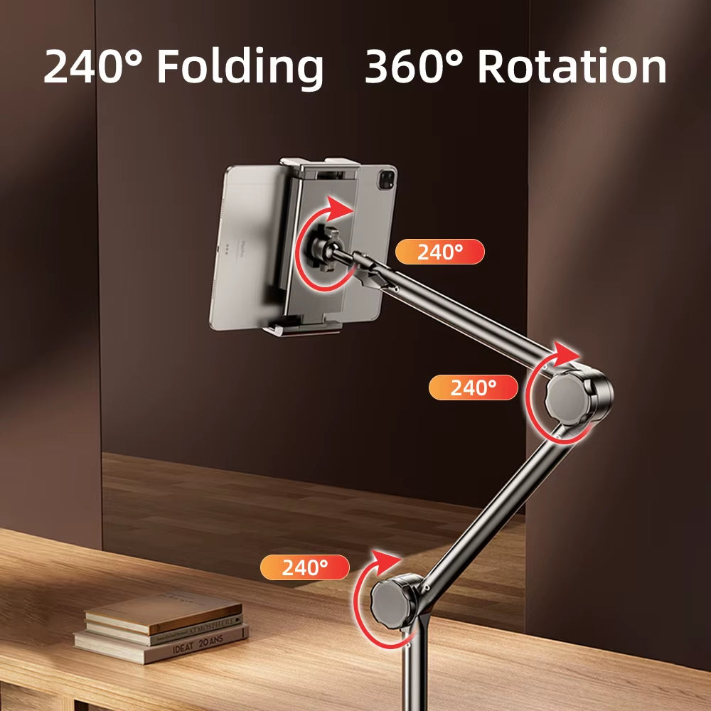 Tablet Holder Ipad Desk Stand for 4~13In Phone Tablet with 360° Adjustable Foldable Metal Arm Tablet Bracket Holder