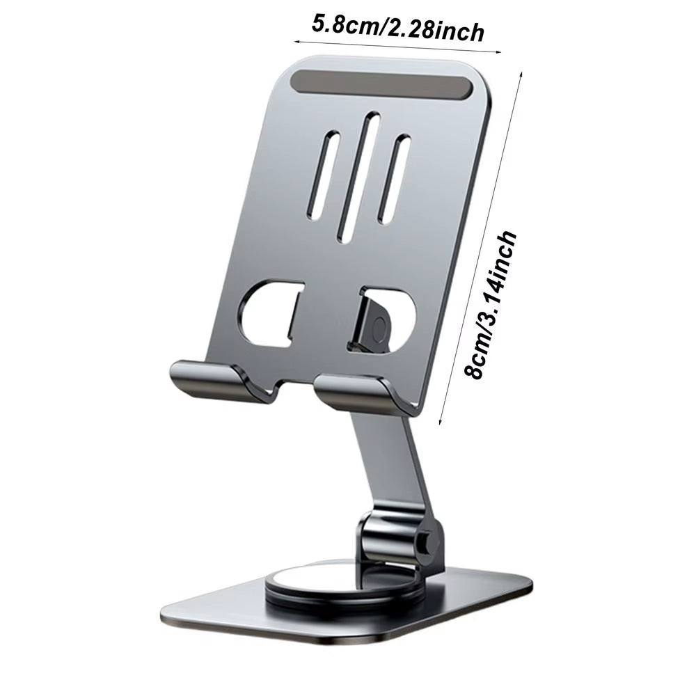 Rotating Phone Stand Metal Foldable Tablet Holder Portable Phone Stand Space-Saving Cell Phone Support for E-Book Readers Camera